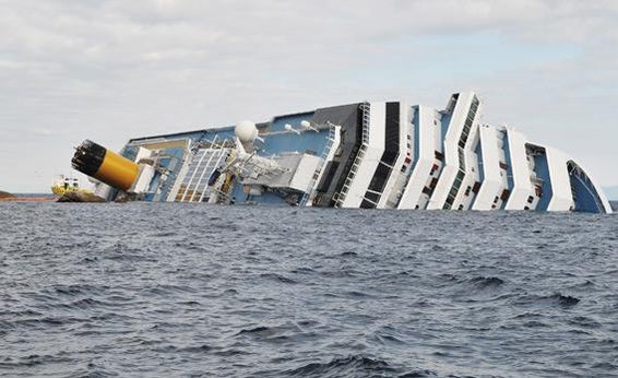 The cruise ship Costa Concordia lies stricken off the shore of the island of Giglio.